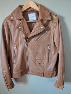 Mango Leather Biker Jacket